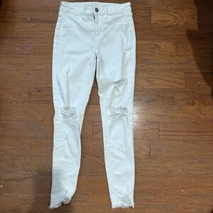 American Eagle Outfitters Women's Ripped White Skinny Jeans